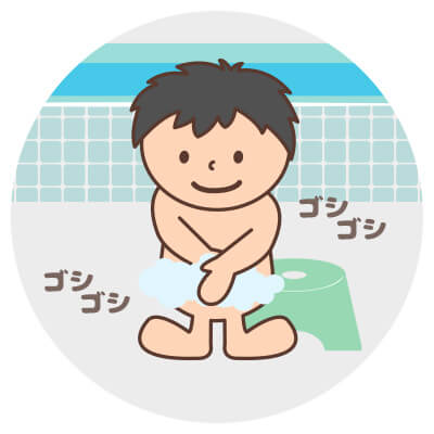 いんのう湿疹予防には金玉と周辺を入念に洗っていんのう部分を清潔に保つ