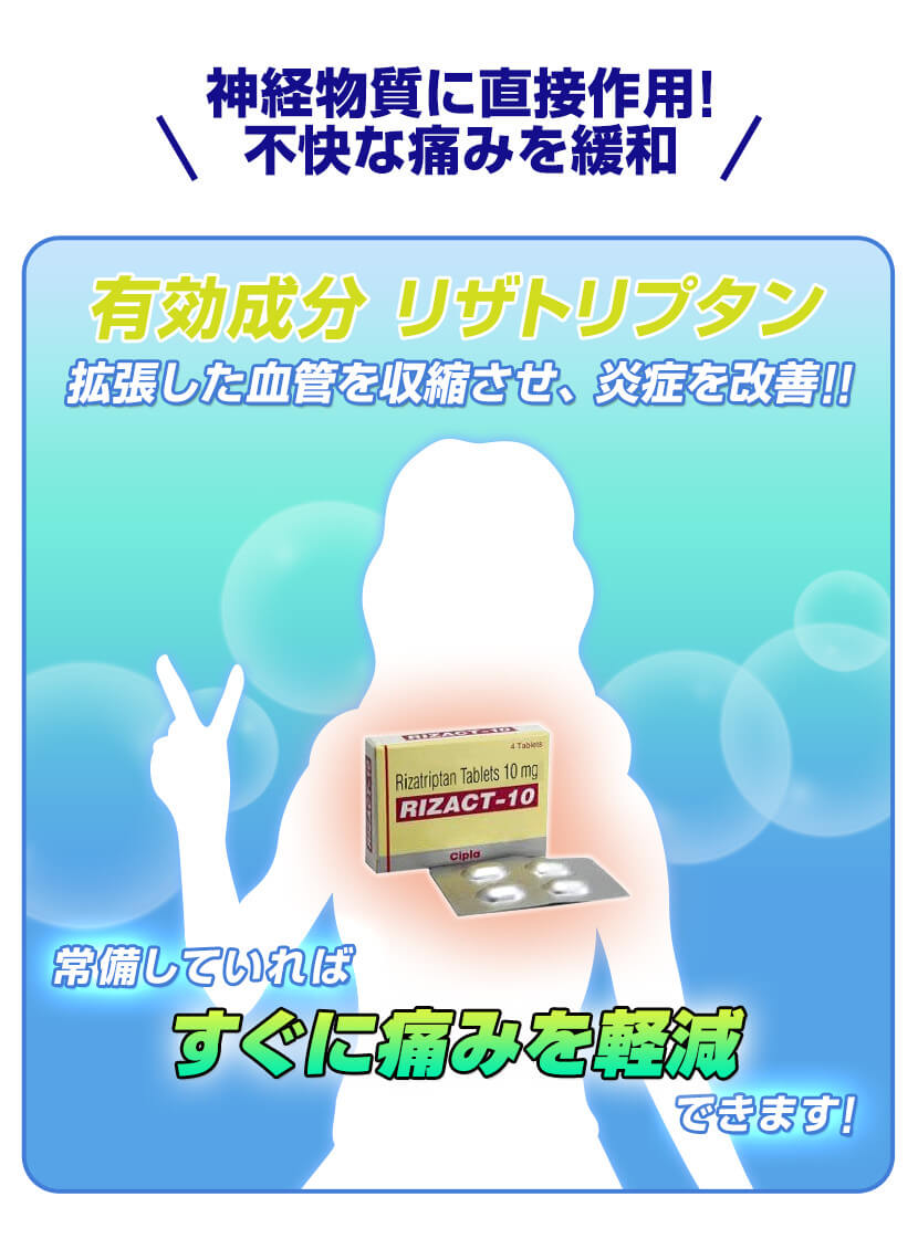 成分リザトリプタンは血管収縮作用があり痛みを軽減