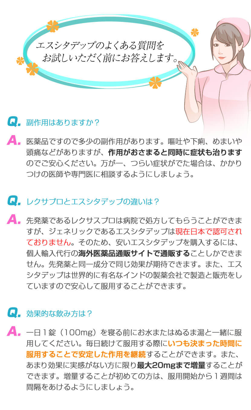 エスシタデップのよくある質問